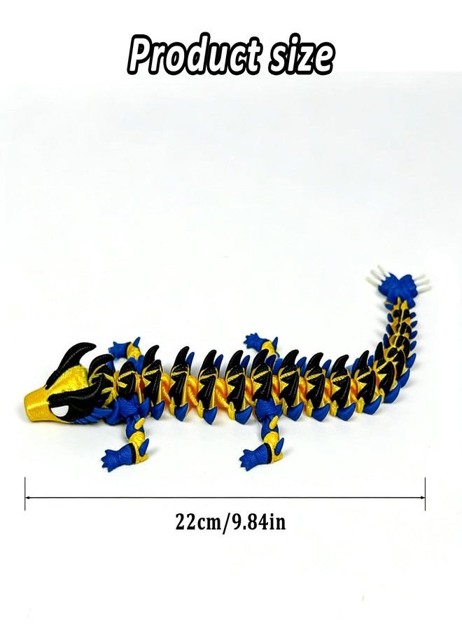 Kizcmvre 3D Printed Dragon,3D Printed Dragon Model,Flexible Articulated 3D Dragon Fidget Model,Unique 3D Printed Animals Gift and Desktop Decoration (Gold & Black-10 inch). - Image 2